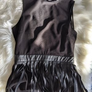 Black leather detailed dress